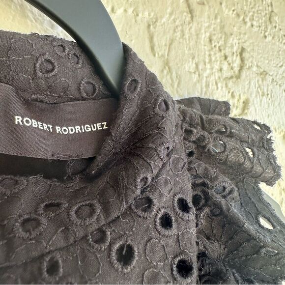 ROBERT RODRIGUEZ Dress Women Small Midi Eyelet Ruffle Sleeveless Evening - Picture 5 of 9